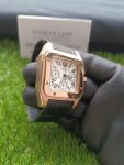 Cartier Santos Rose Gold 100XL Chronograph Large White Dial Leather Belt Men’s Watch