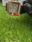 Cartier Santos Rose Gold 100XL Chronograph Large White Dial Leather Belt Men’s Watch
