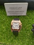Cartier Santos Rose Gold 100XL Chronograph Large White Dial Leather Belt Men’s Watch