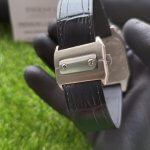 Large White Watch | Cartier Santos 100XL Chronograph | Two Tone Black Leather Belt Watch