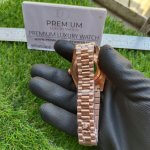 Rolex Presidential 40MM – Everose Gold Day Date – Fluted Bezel – Chocolate Diagonal Motif Index Dial