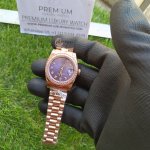 Rolex Oyster Perpetual Datejust Purple Blue Dial With Diamond Marker 31MM Rose Gold Jubilee Bracelet Watch