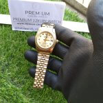 Rolex women with Diamonds Datejust 31MM Yellow Gold/Yellow Dial Oyster Perpetual Jubilee Bracelet Watch