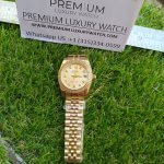 Rolex women with Diamonds Datejust 31MM Yellow Gold/Yellow Dial Oyster Perpetual Jubilee Bracelet Watch