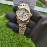 Rolex 31mm Diamond Bezel Lady Datejust Two Tone Silver Dial Oyster Perpetual Watch