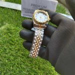 Rolex 31mm Diamond Bezel Lady Datejust Two Tone Silver Dial Oyster Perpetual Watch