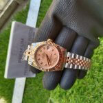 Rolex Oyster Perpetual Datejust 31MM Ladies Oyster Perpetual Datejust Two Tone Orange Dial Diamond Jubilee Bracelet Watch