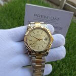 Rolex Datejust 41MM Yellow Gold Steel Golden Palm Motif Dial Fluted Bezel Oyster Bracelet 126233