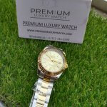Rolex Datejust 41MM Yellow Gold Steel Golden Palm Motif Dial Fluted Bezel Oyster Bracelet 126233