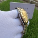 Rolex Datejust 41MM Yellow Gold Steel Golden Palm Motif Dial Fluted Bezel Oyster Bracelet 126233