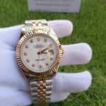 Rolex Datejust 41 Rose Gold Jubilee Bracelet Fluted Dial White Diamonds Watch