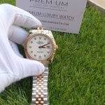 Rolex Datejust 41 Rose Gold Jubilee Bracelet Fluted Dial White Diamonds Watch