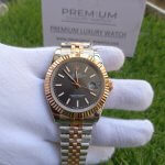 Rolex Datejust Rose Gold Jubilee Bracelet Two Tone 41mm Black Grey Dial Oyster Perpetual Watch