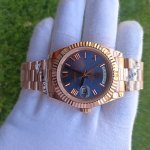 Rolex Day Date Rose Gold 41MM President Fluted Bezel Blue Roman Dial Men’s Watch