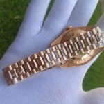 Rolex Day Date Rose Gold 41MM President Fluted Bezel Blue Roman Dial Men’s Watch