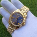 Rolex Day-Date Gold Blue Dial 41MM President Fluted Bezel Men's Watch