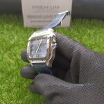 Cartier Santos Two Tone Large 39.8 mm Blue Dial Leather belt Men's Watch