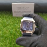 Cartier Santos Two Tone Large 39.8 mm Blue Dial Leather belt Men's Watch