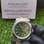 Rolex Datejust Green Dial | 41mm Olive Green Palm Motif Dial | Jubilee Stainless Steel Wrist Watch