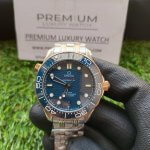Omega Seamaster 300m on wrist | 42MM Blue Dial Rose Gold | Two Tone Bracelet Watch