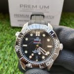 Omega Seamaster 300 Black 42MM Gold Dial Co Axial Master Chronometer Rubber Belt Men’s Wrist Watch