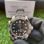 Omega Seamaster 300 Black 42MM Gold Dial Co Axial Master Chronometer Rubber Belt Men’s Wrist Watch