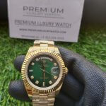 Rolex Day Date gold diamond 41MM President Fluted Bezel Shadow Green Dial Men’s Watch