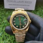 Rolex Day Date gold diamond 41MM President Fluted Bezel Shadow Green Dial Men’s Watch