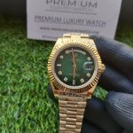 Rolex Day Date gold diamond 41MM President Fluted Bezel Shadow Green Dial Men’s Watch