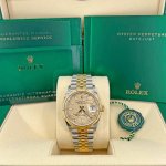 Rolex Datejust 41 Yellow Gold Steel Golden Palm Motif Dial Fluted Bezel Jubilee Bracelet 126233