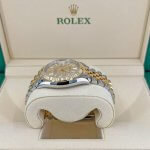 Rolex Datejust 41 Yellow Gold Steel Golden Palm Motif Dial Fluted Bezel Jubilee Bracelet 126233