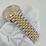 Rolex Datejust 41 Yellow Gold Steel Golden Palm Motif Dial Fluted Bezel Jubilee Bracelet 126233