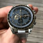Omega Speedmaster 50th anniversary Moonwatch Apollo 11 Case Moonshine Gold & Black Bezel Black Dial Men’s Watch