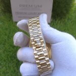 Rolex Day-Date Gold Green Dial 41MM Fluted Bezel President Bracelet Watch