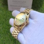 Rolex Day-Date Gold Green Dial 41MM Fluted Bezel President Bracelet Watch