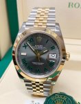 Two Tone Rolex Datejust 41mm 126303 Wimbledon Dial Fixed Jubilee Bracelet Wrist Watch