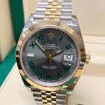 Two Tone Rolex Datejust 41mm 126303 Wimbledon Dial Fixed Jubilee Bracelet Wrist Watch