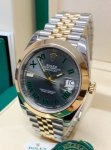 Two Tone Rolex Datejust 41mm 126303 Wimbledon Dial Fixed Jubilee Bracelet Wrist Watch