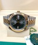 Two Tone Rolex Datejust 41mm 126303 Wimbledon Dial Fixed Jubilee Bracelet Wrist Watch