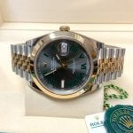 Two Tone Rolex Datejust 41mm 126303 Wimbledon Dial Fixed Jubilee Bracelet Wrist Watch