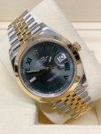 Two Tone Rolex Datejust 41mm 126303 Wimbledon Dial Fixed Jubilee Bracelet Wrist Watch