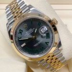 Two Tone Rolex Datejust 41mm 126303 Wimbledon Dial Fixed Jubilee Bracelet Wrist Watch