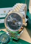 Two Tone Rolex Datejust 41mm 126303 Wimbledon Dial Fixed Jubilee Bracelet Wrist Watch