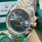 Two Tone Rolex Datejust 41mm 126303 Wimbledon Dial Fixed Jubilee Bracelet Wrist Watch