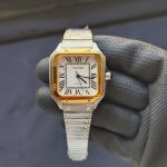 Santos De Cartier two tone Medium 36mm Yellow Gold Silver Roman Dial Ladies Watch W2SA0016