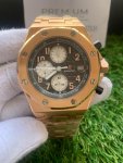 AP Royal Oak Rose Gold Chronograph Brown Dial 42mm Stainless Steel Watch
