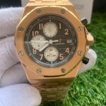 AP Royal Oak Rose Gold Chronograph Brown Dial 42mm Stainless Steel Watch