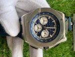 Audemars Piguet Royal Oak Offshore Blue Dial 44MM Rubber Strap Steel Chronograph Men's Watch