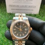 Rolex Lady Datejust Rose Gold 31MM Two-Tone Black Dial Oyster Perpetual Jubilee Bracelet Watch