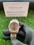 Womens Rolex with diamond bezel Datejust 31MM Steel And Rose Gold Chocolate Dial Wrist Watch